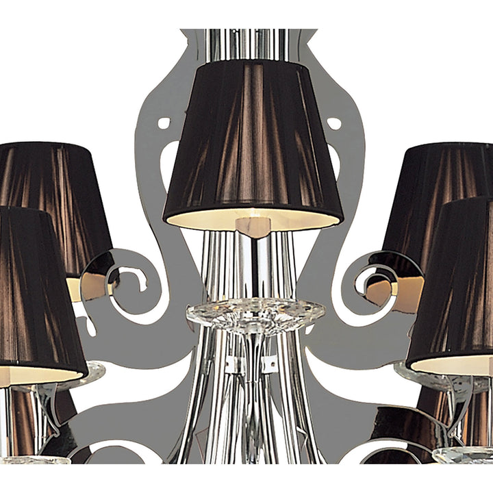 Mantra M0376 Acanto Pendant Round 9 Light E14 Polished Chrome Black Shades