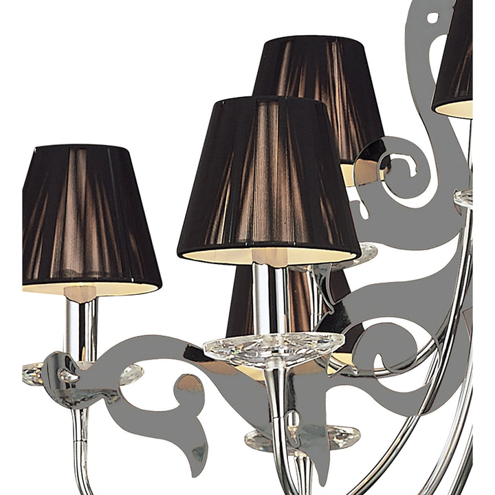 Mantra M0376 Acanto Pendant Round 9 Light E14 Polished Chrome Black Shades