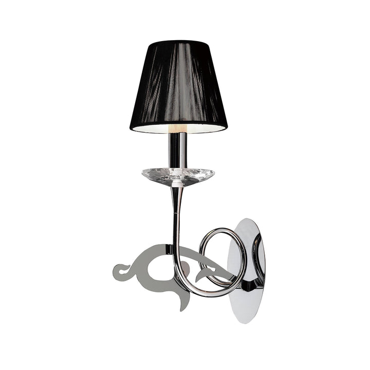 Mantra M0379/S Acanto Wall Lamp Switched 1 Light E14 Polished Chrome Black Shade