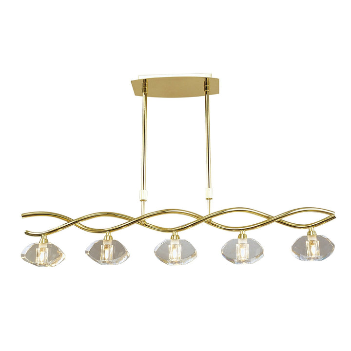 Mantra M0430PB Alfa Linear Pendant 5 Light G9 Polished Brass