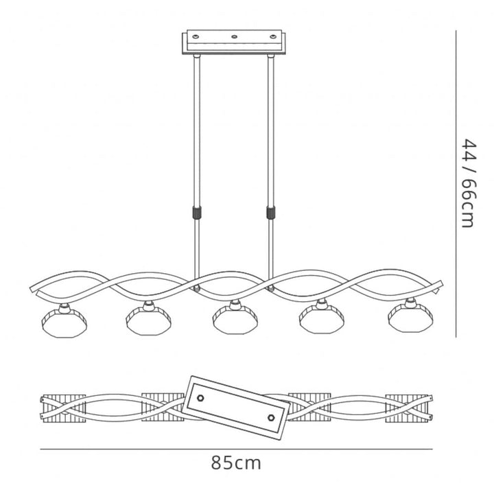 Mantra M0430PB Alfa Linear Pendant 5 Light G9 Polished Brass