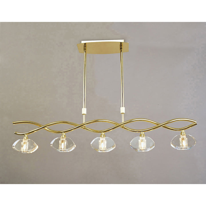 Mantra M0430PB Alfa Linear Pendant 5 Light G9 Polished Brass