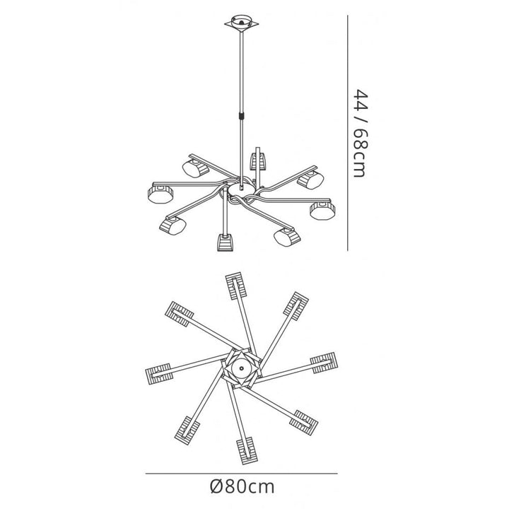 Mantra M0410PB Alfa Pendant 8 Light G9 Polished Brass