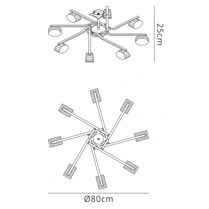 Mantra M0550FG | Alfa Semi Flush 8 Light | G9 French Gold