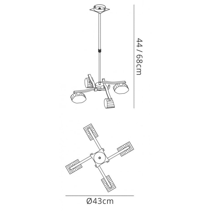 Mantra M0553FG Alfa Telescopic 4 Light G9 French Gold