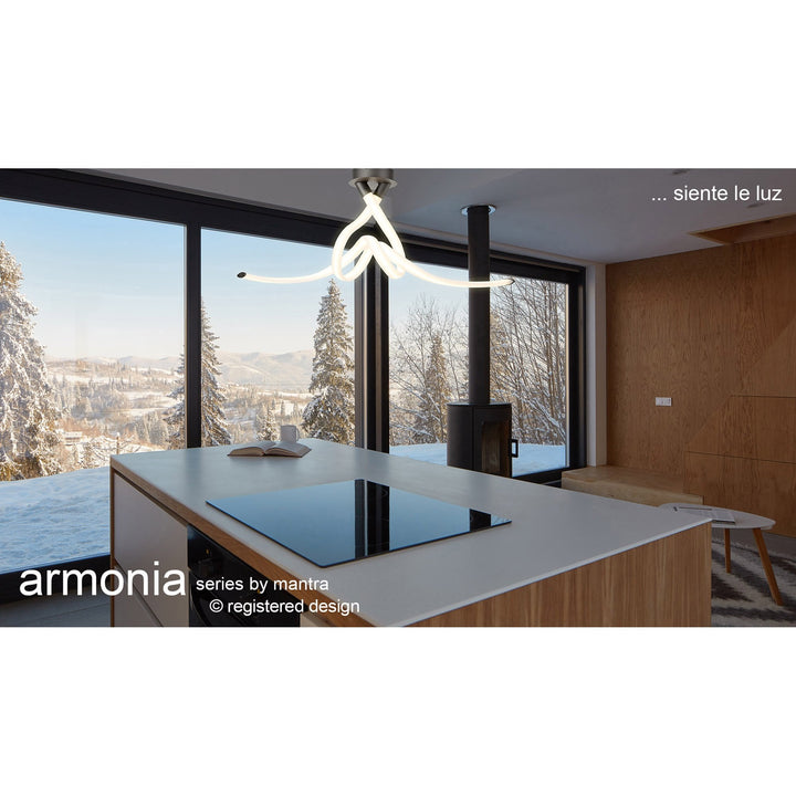 Mantra M6793 Armonia Semi Flush Bow Dimmable 50W LED Titanium Frosted Acrylic
