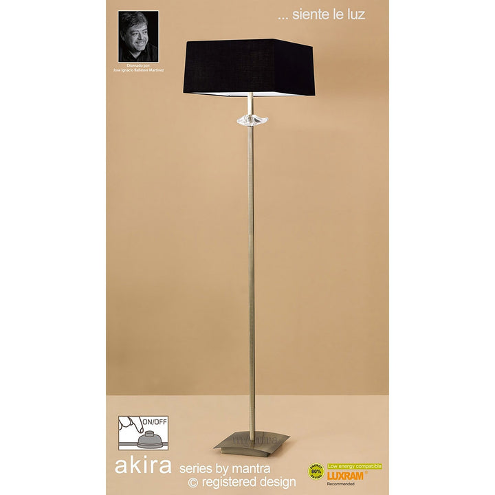 Mantra M0791AB/BS Akira Floor Lamp 3 Light E27 Antique Brass Black Shade