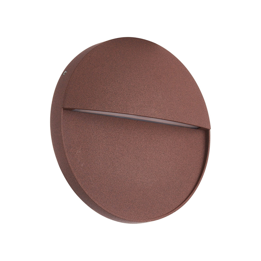 Mantra M7643 Baker Outdoor Wall Lamp Large Round 6W LED Rust Brown