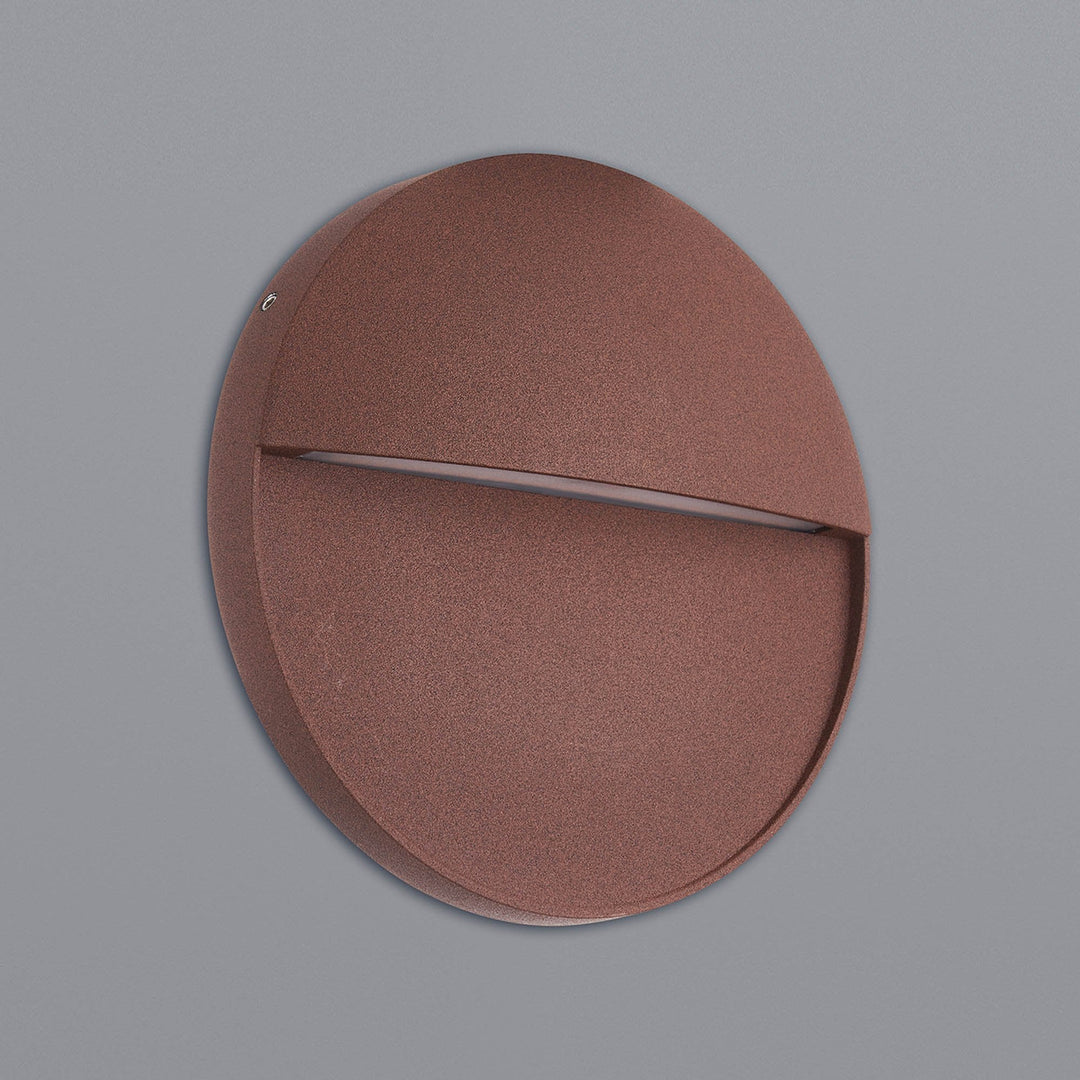 Mantra M7643 Baker Outdoor Wall Lamp Large Round 6W LED Rust Brown