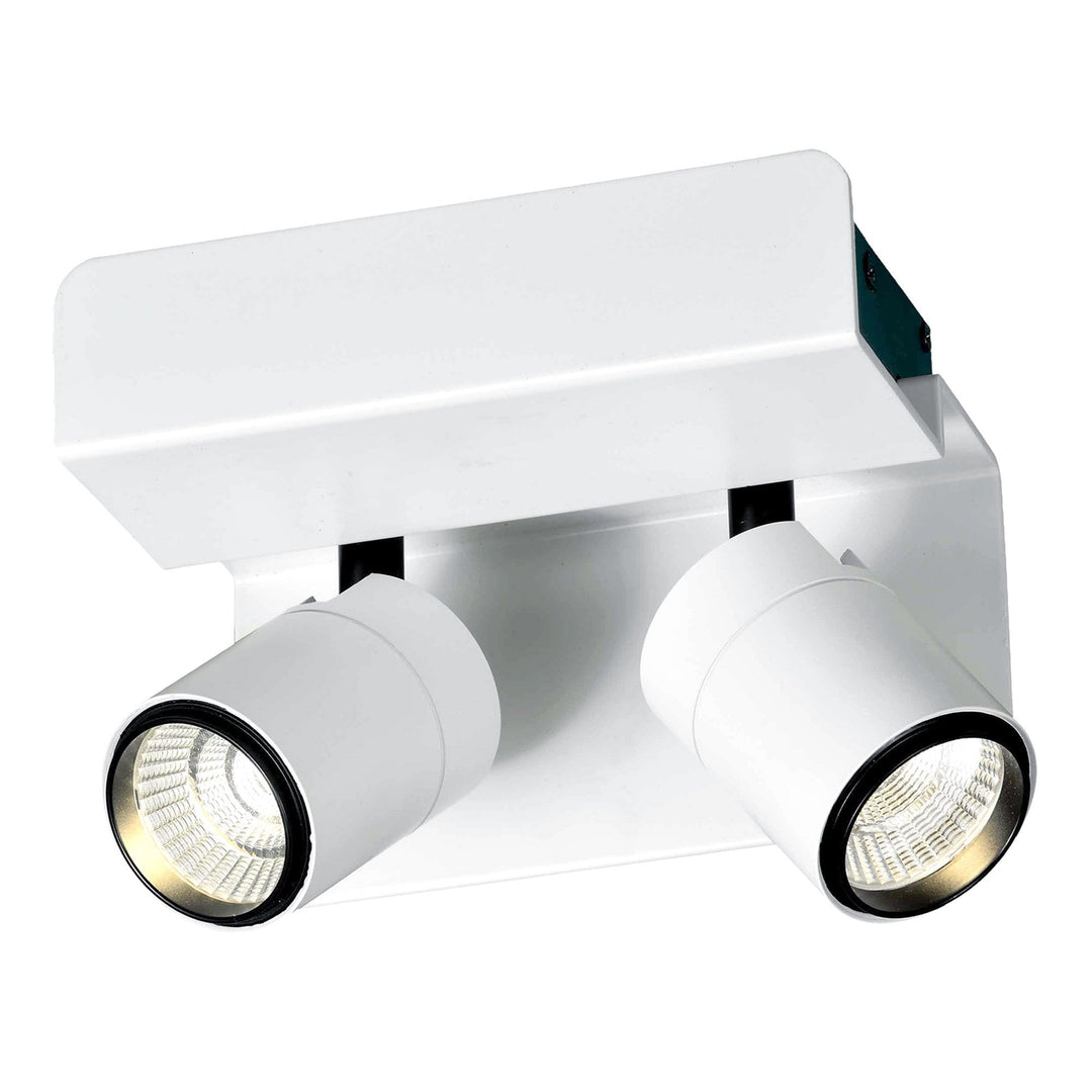 Mantra M5719 Bocaray Surface Mounted Spot / Wall Light 2 x 7W LED Matt White / Black