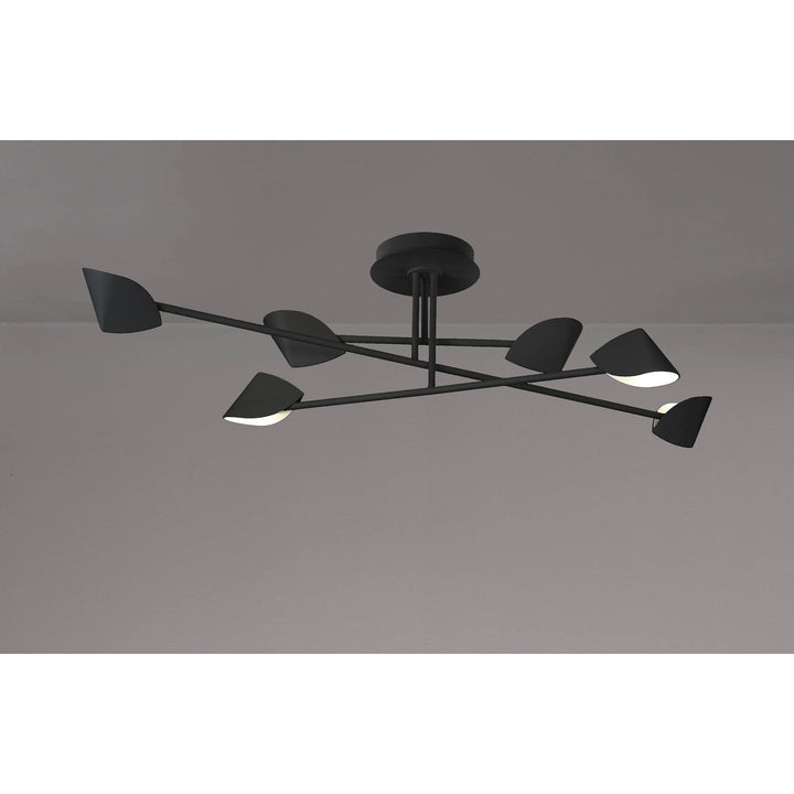 Mantra M7580 Capuccina Large 6 Light Semi Flush 45W LED Black