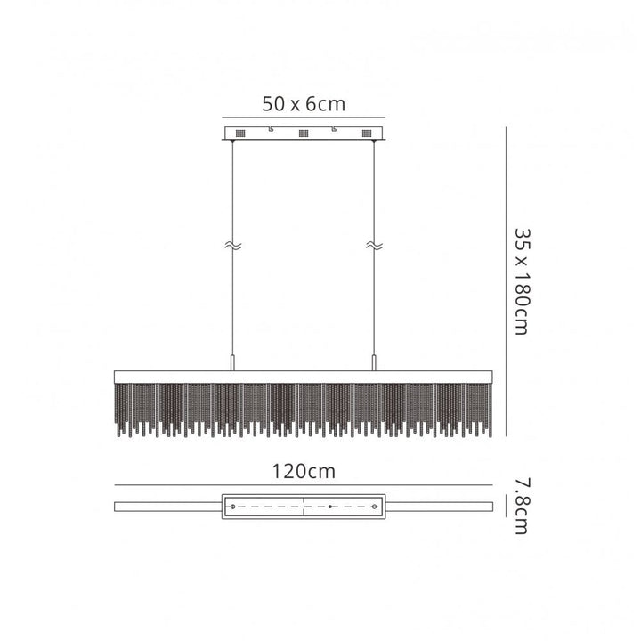 Mantra M6250 Cinna Linear Pendant 33W LED Polished Chrome / Crystal Chain