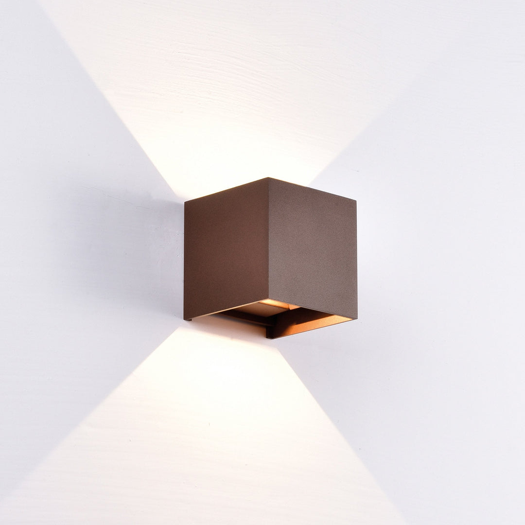 Mantra M6527 Davos Outdoor Square Wall Lamp 2 x 6W LED Rust Brown