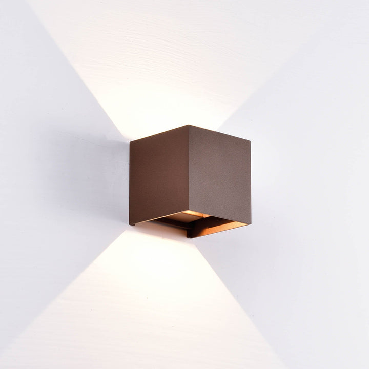 Mantra M7650 Davos Outdoor Square Wall Lamp 2 x 6W LED Rust Brown