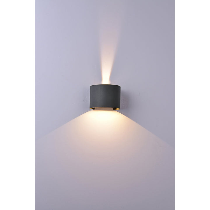 Mantra M7645 Davos Outdoor Round Wall Lamp 2 x 6W LED Anthracite