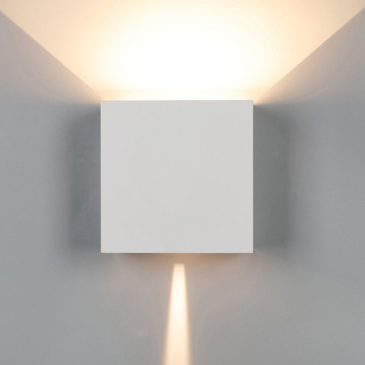 Mantra M7436 Davos Outdoor XL Square Wall Lamp 2 Light LED Sand White