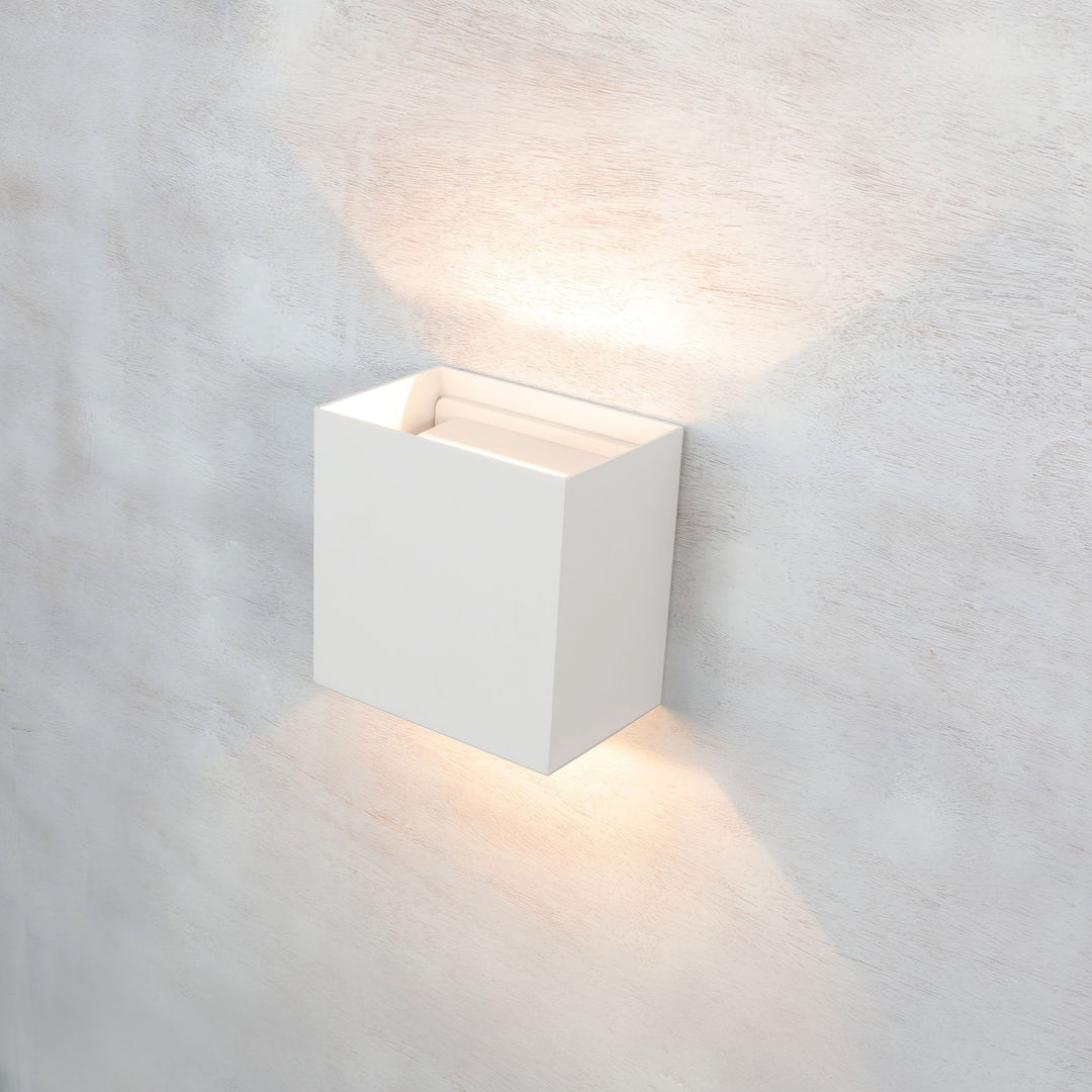 Mantra M7436 Davos Outdoor XL Square Wall Lamp 2 Light LED Sand White