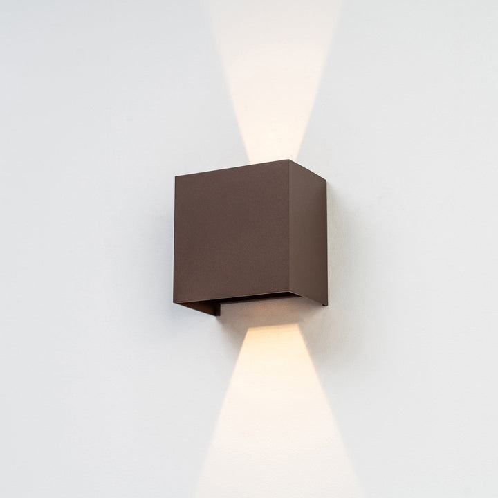 Mantra M7438 Davos Outdoor XL Square Wall Lamp 2 Light LED Rust Brown