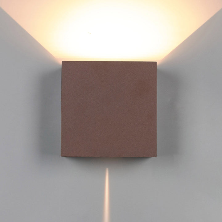 Mantra M7438 Davos Outdoor XL Square Wall Lamp 2 Light LED Rust Brown