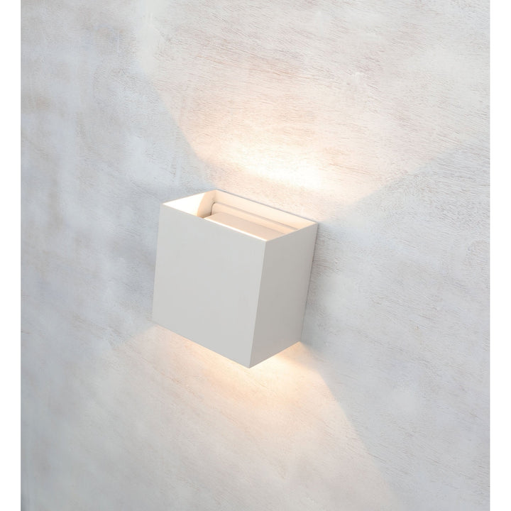 Mantra M7652 Davos Outdoor XL Square Wall Lamp 2 Light LED Sand White