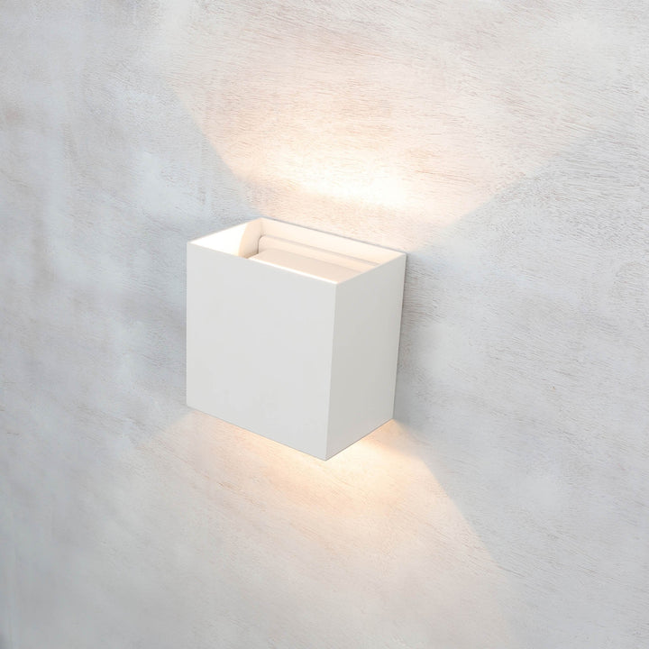 Mantra M7652 Davos Outdoor XL Square Wall Lamp 2 Light LED Sand White