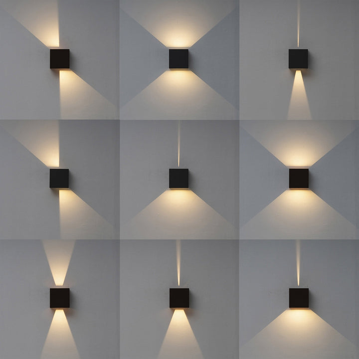 Mantra M7437 Davos Outdoor XL Square Wall Lamp 2 Light LED Sand Black