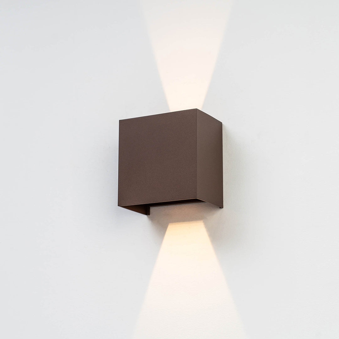 Mantra M7654 Davos Outdoor XL Square Wall Lamp 2 Light LED Rust Brown