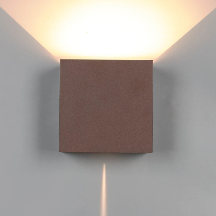 Mantra M7654 Davos Outdoor XL Square Wall Lamp 2 Light LED Rust Brown