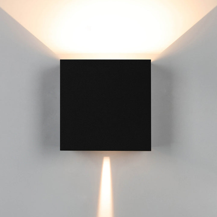 Mantra M7653 Davos Outdoor XL Square Wall Lamp 2 Light LED Sand Black