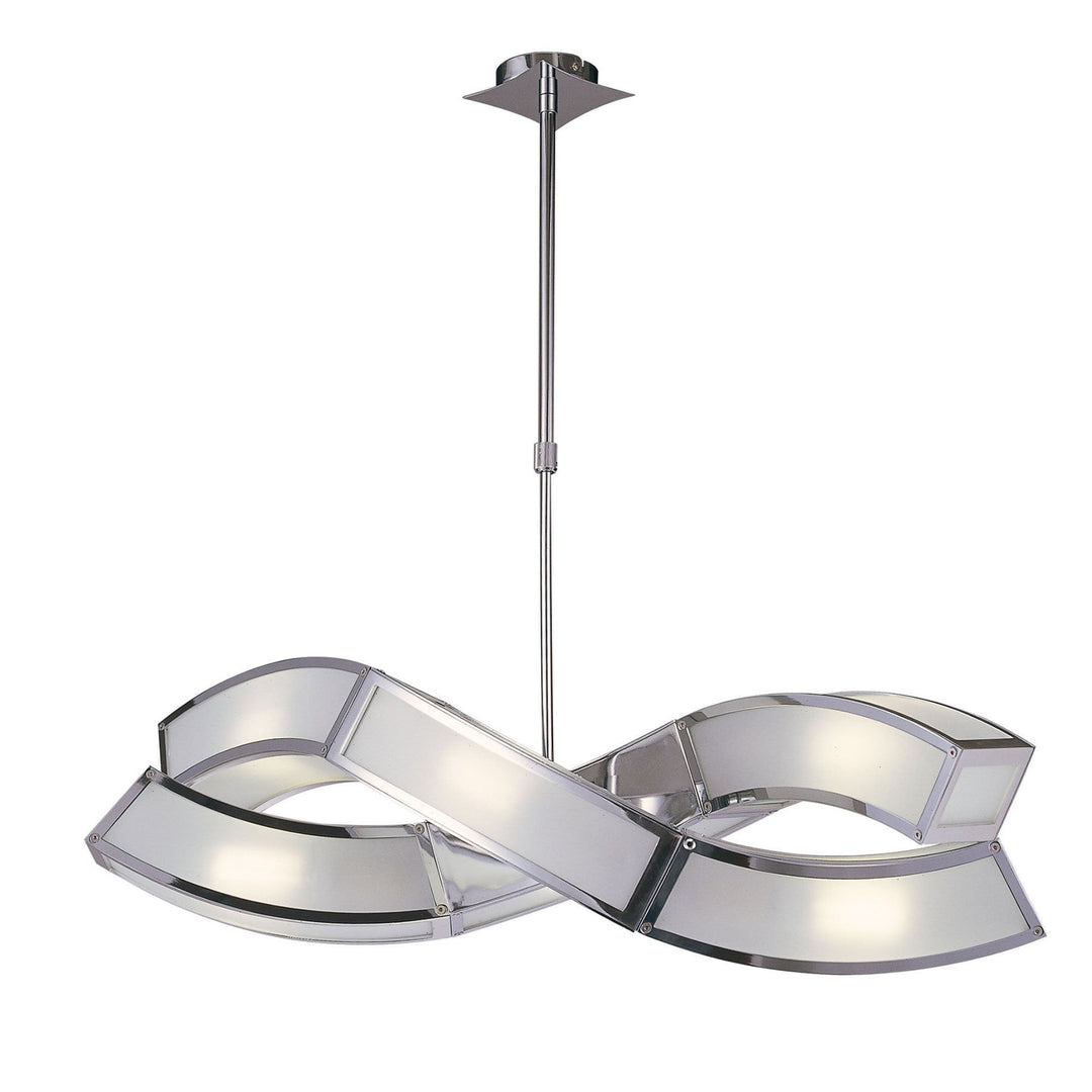Mantra M8388/1 Duna GU10 Rectangular Pendant 2 Arm 6 Light Polished Chrome/White Acrylic