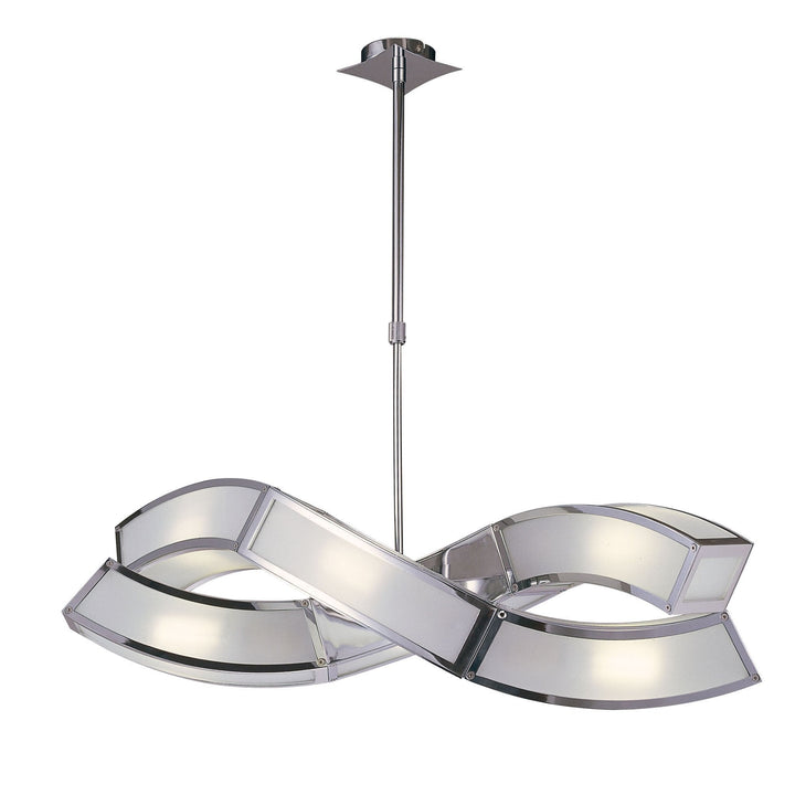 Mantra M8388/1 Duna GU10 Rectangular Pendant 2 Arm 6 Light Polished Chrome/White Acrylic