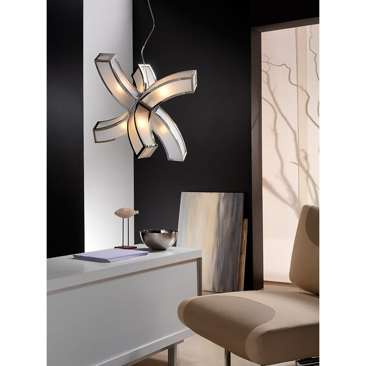Mantra M8398/1 Duna GU10 Pendant 6 arms 6 Light Polished Chrome/White Acrylic