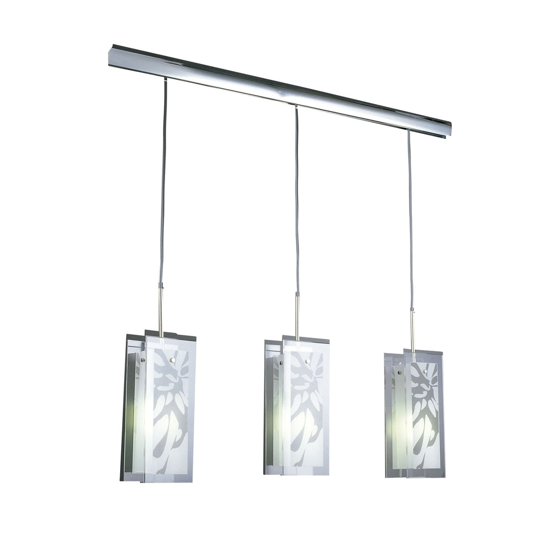Mantra M8505/1 Euphoria Linear Pendant 3 Light Polished Chrome/Opal White Glass