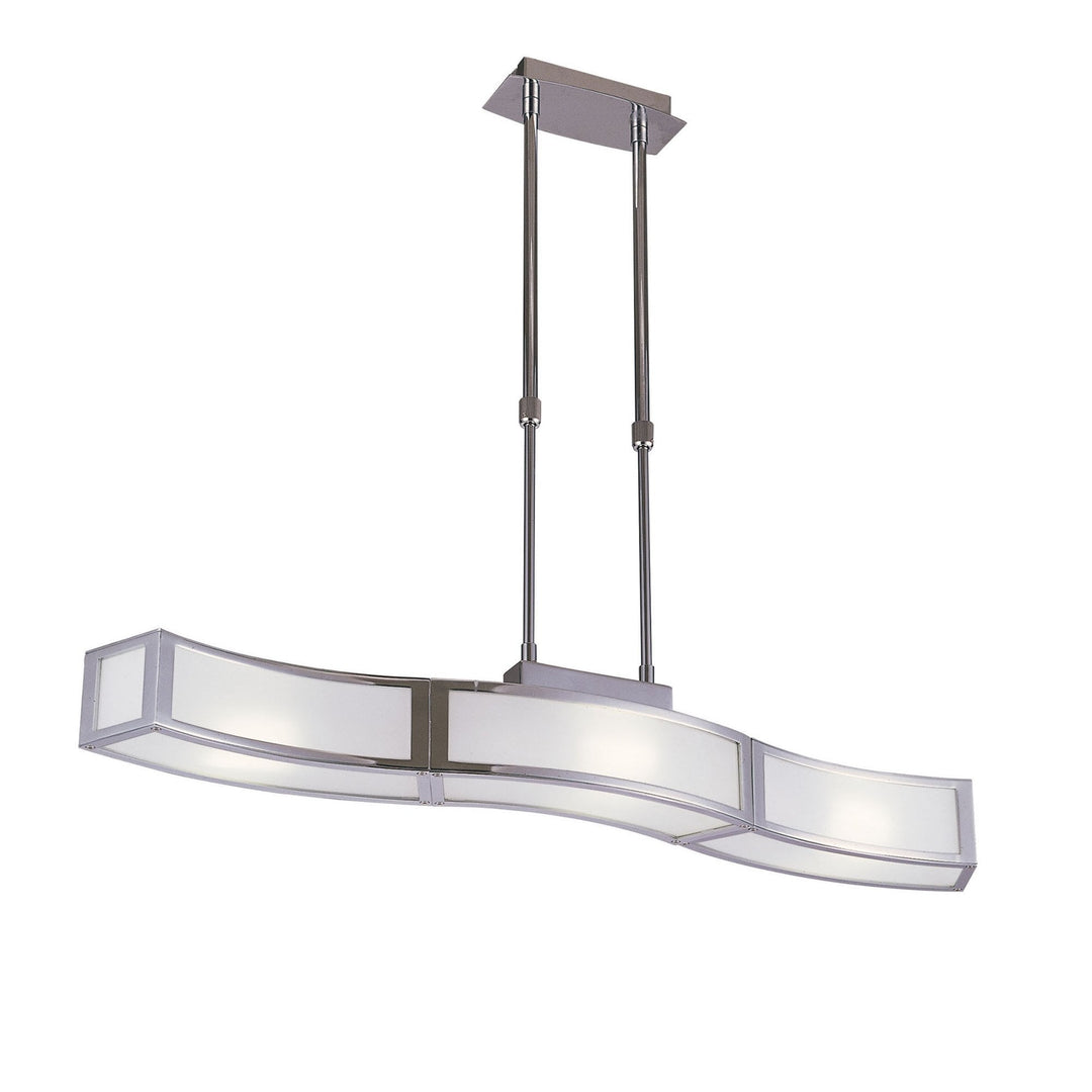Mantra M0387 Duna E27 Linear Pendant 3 Light L1 Bar Polished Chrome White Acrylic