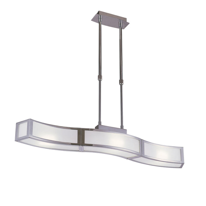Mantra M0387 Duna E27 Linear Pendant 3 Light L1 Bar Polished Chrome White Acrylic