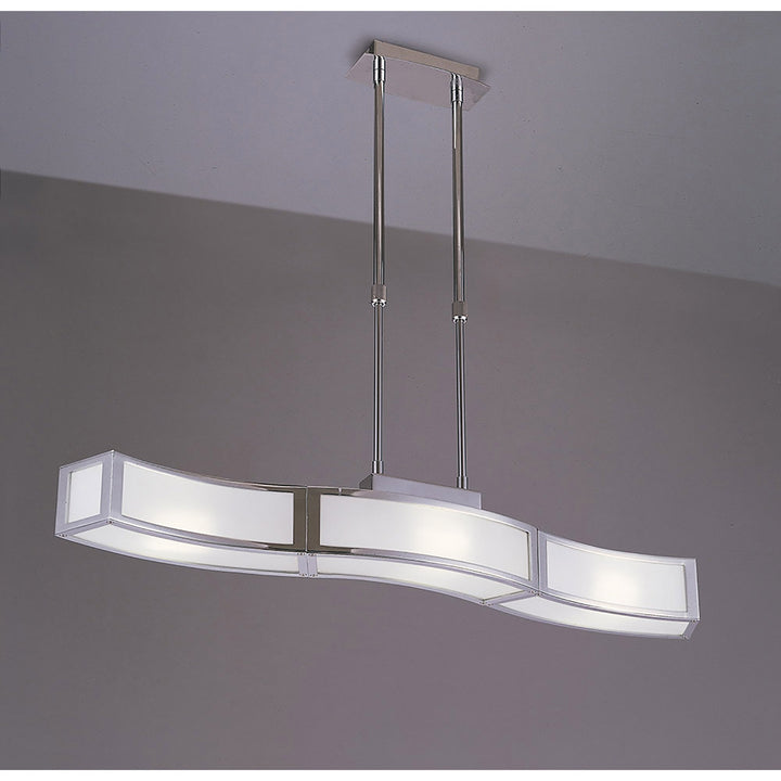 Mantra M0387 Duna E27 Linear Pendant 3 Light L1 Bar Polished Chrome White Acrylic