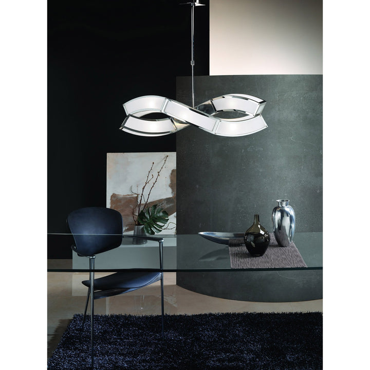 Mantra M0387 Duna E27 Linear Pendant 3 Light L1 Bar Polished Chrome White Acrylic