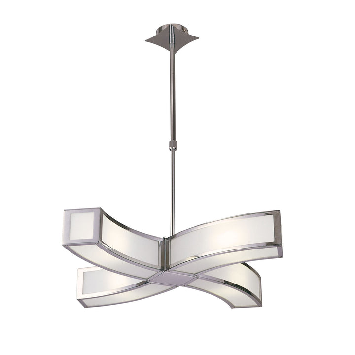 Mantra M0390 Duna E27 Pendant 4 Light L1 Curved Polished Chrome/White Acrylic