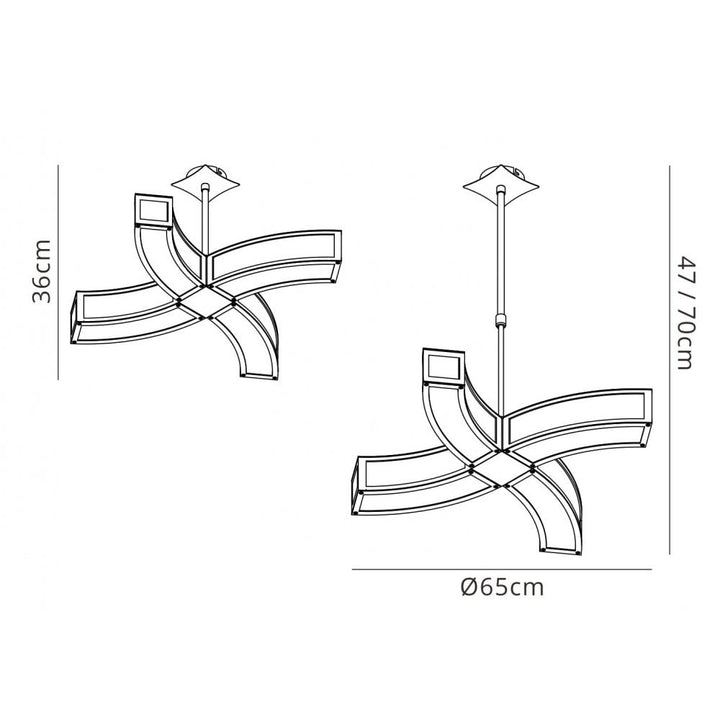 Mantra M0390 Duna E27 Pendant 4 Light L1 Curved Polished Chrome/White Acrylic