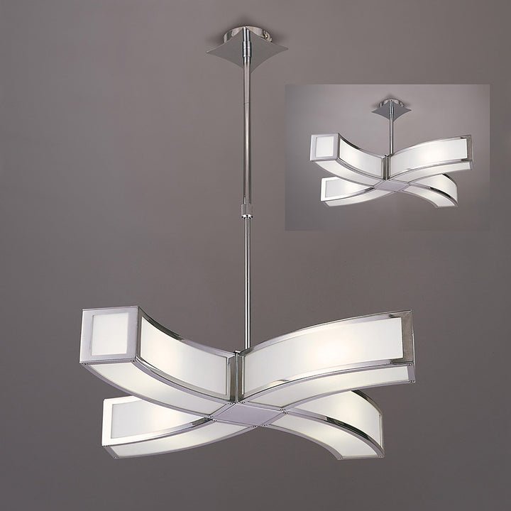 Mantra M0390 Duna E27 Pendant 4 Light L1 Curved Polished Chrome/White Acrylic