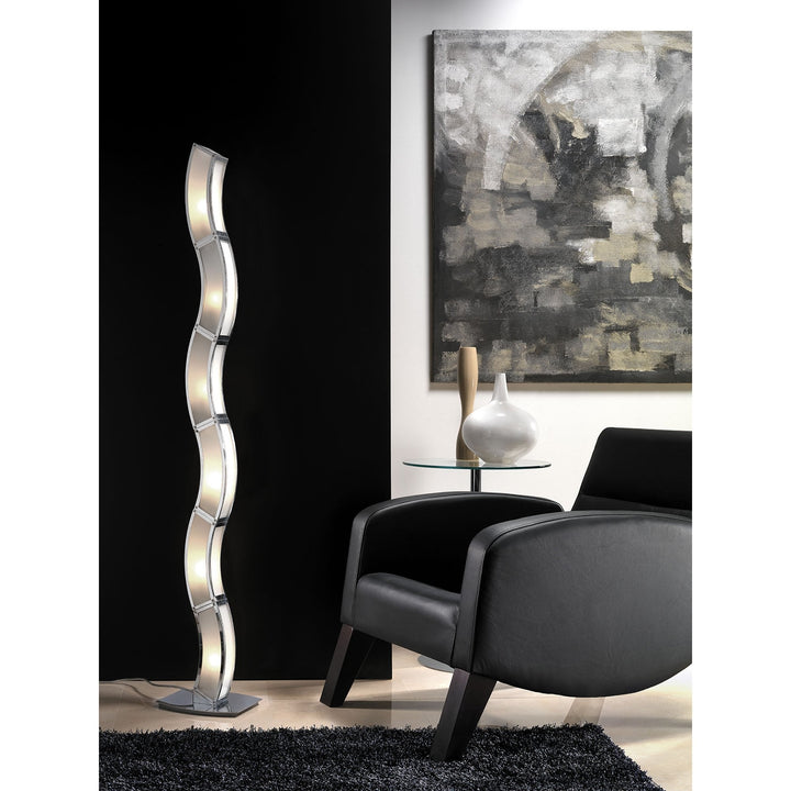 Mantra M0390 Duna E27 Pendant 4 Light L1 Curved Polished Chrome/White Acrylic