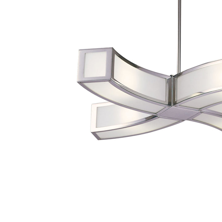 Mantra M0390 Duna E27 Pendant 4 Light L1 Curved Polished Chrome/White Acrylic