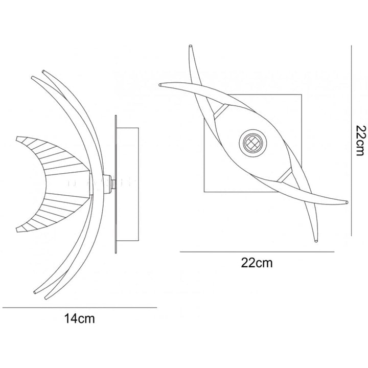 Mantra M1461BC/S Eclipse Wall Lamp 1 Light Black Chrome Switched
