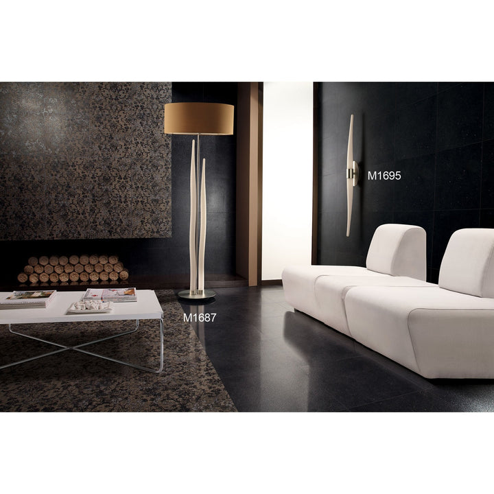 Mantra M1687 Estalacta Floor Lamp 3 Light GU10 Indoor Silver/Opal White Black Shade