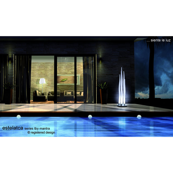 Mantra M1687 Estalacta Floor Lamp 3 Light GU10 Indoor Silver/Opal White Black Shade