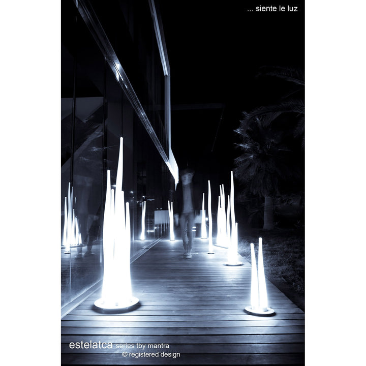 Mantra M1731 Estalacta Table Lamp 2 Light GU10 Indoor/Outdoor Silver/Opal White