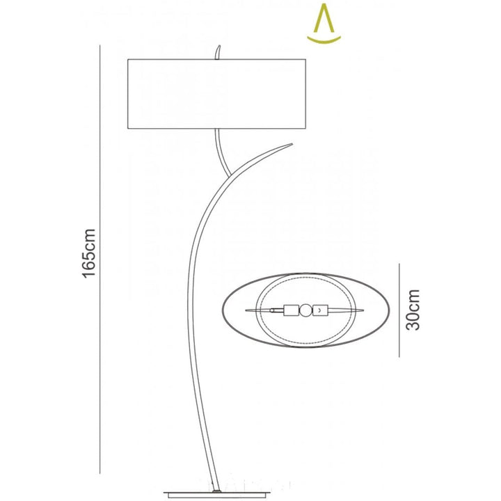 Mantra M1139 Eve Floor Lamp 2 Light E27 Polished Chrome White Oval Shade