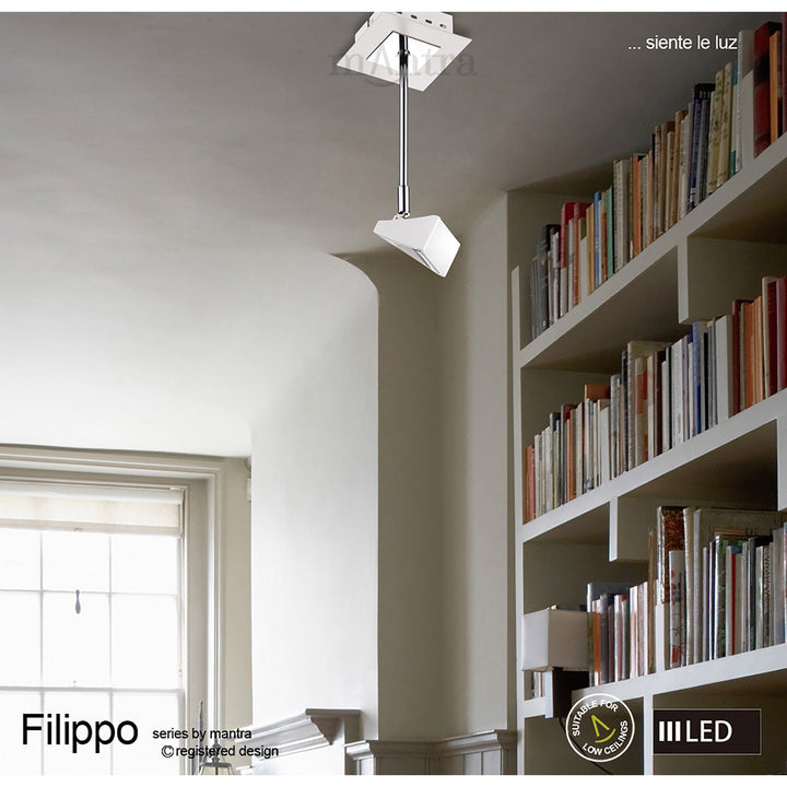 Mantra M8103/1 Filippo Linear Spot Light 4 Light LED 20W Matt White/Polished Chrome