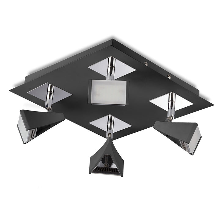 Mantra M8111/1 Filippo Spot Light 4 Light LED Square 20W Matt Black/Polished Chrome