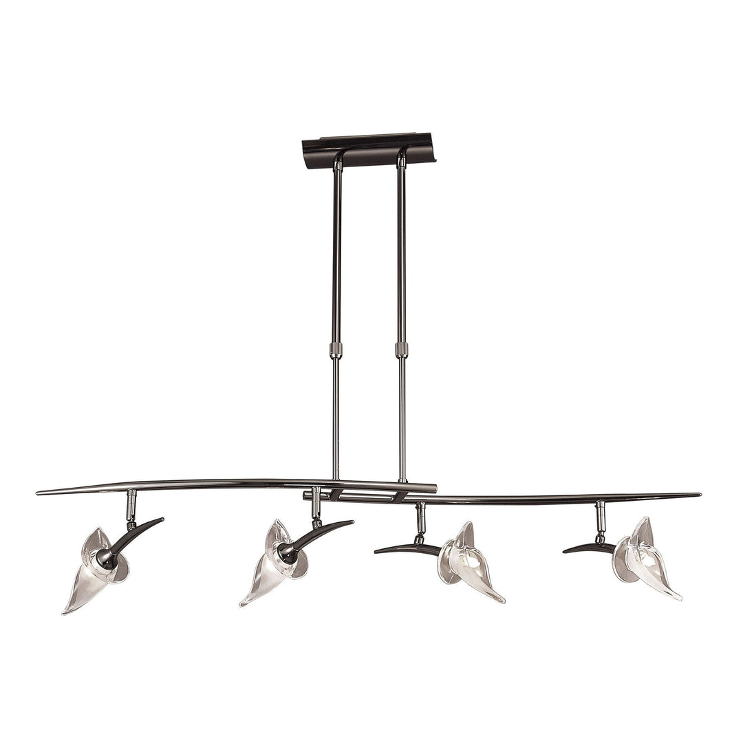 Mantra M0320BC Flavia Telescopic Linear Pendant 4 Light G9 Adjustable Heads Black Chrome